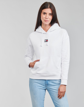 Clothing Women Sweaters Tommy Jeans TJW TOMMY CENTER BADGE HOODIE White