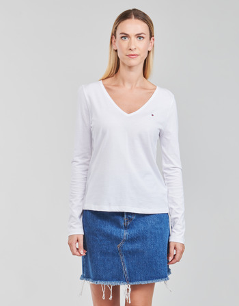 Clothing Women Long sleeved tee-shirts Tommy Hilfiger REGULAR CLASSIC V-NK TOP LS White