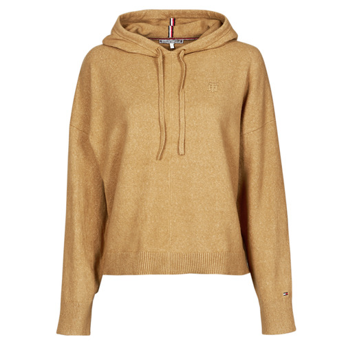 Clothing Women Jumpers Tommy Hilfiger TH FLEX HOODIE SWEATER Camel