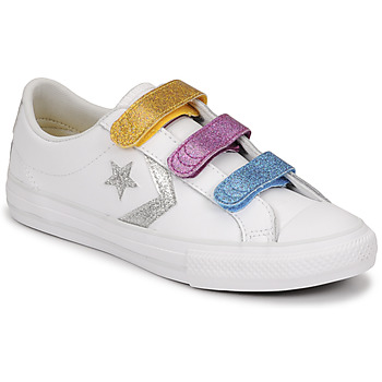 Converse  STAR PLAYER 3V GLITTER TEXTILE OX  girls's Children's Shoes (Trainers) in White. Sizes available:3.5,4,5,9.5 toddler,10 kid,11.5 kid,12 kid,13 kid,1 kid,1.5 kid,2.5