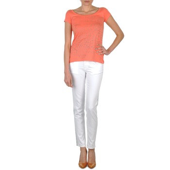 Clothing Women Slim jeans Calvin Klein Jeans JEAN BLANC BORDURE ARGENTEE White