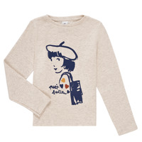 Clothing Girl Long sleeved tee-shirts Petit Bateau ROMEO Beige