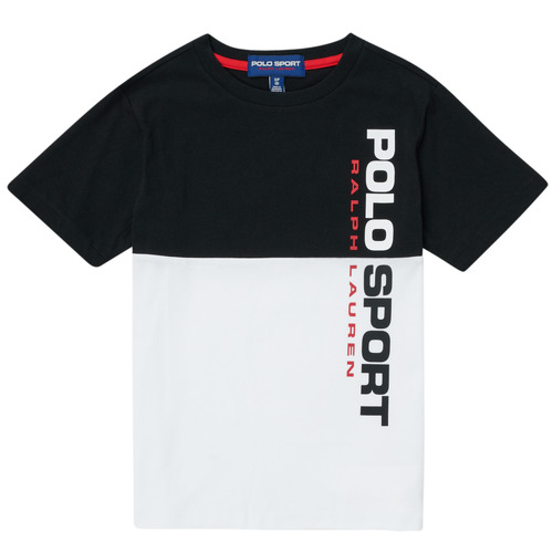 Polo Ralph Lauren KAMILA White / Black - Free delivery | Spartoo UK ! -  Clothing Short-sleeved t-shirts Child £ 