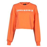 Clothing Women Sweaters Converse EMBROIDERED WORDMARK CREW Orange