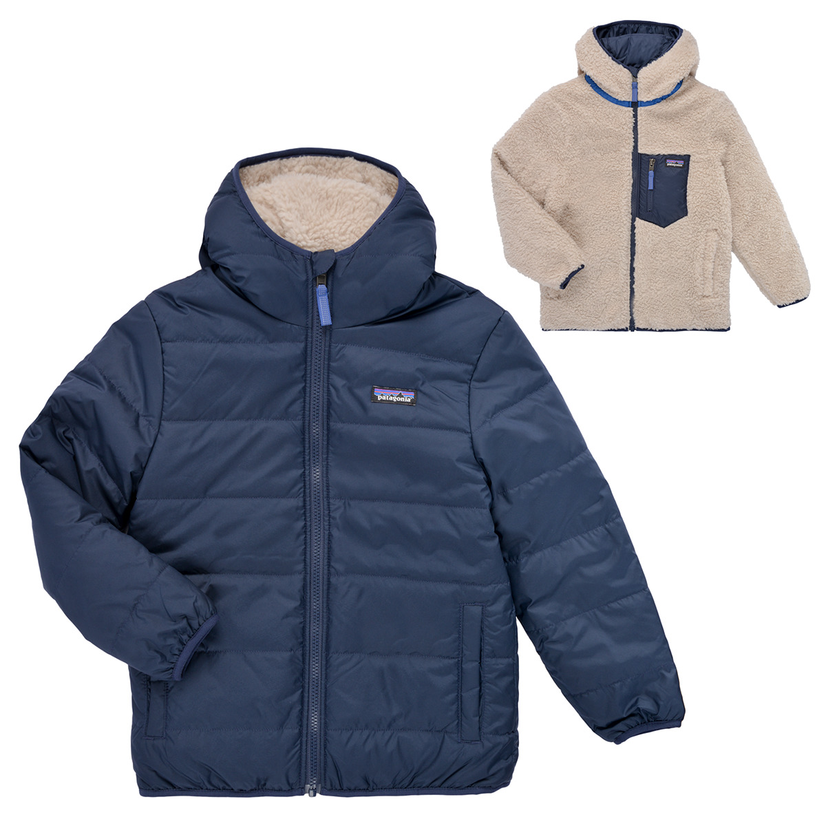 patagonia  reversible ready freddy hoody  boys's children's jacket in marine