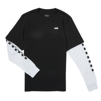 Clothing Boy Long sleeved tee-shirts Vans LONG CHECK TWOFER Black