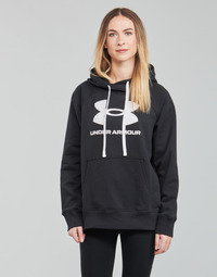 Clothing Women Sweaters Under Armour RIVAL FLEECE LOGO HOODIE Black / White
