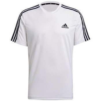Clothing Men Short-sleeved t-shirts adidas Originals Aeroready Designed TO Move Sport 3STRIPES Tee White