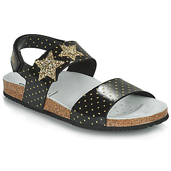 Shoes Girl Sandals Geox J ADRIEL GIRL Black / Gold