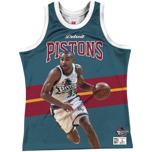 Clothing Men Short-sleeved t-shirts Mitchell And Ness Nba Detroit Pistons Grant Hill Turquoise