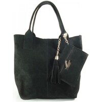 Bags Women Shopping Bags / Baskets Vera Pelle Zamsz XL A4 Shopper Bag Black