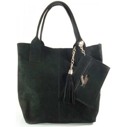 Bags Women Handbags Vera Pelle Zamsz XL A4 Shopper Bag Black