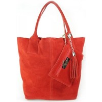 Bags Women Shopping Bags / Baskets Vera Pelle Zamsz XL A4 Shopper Bag Red