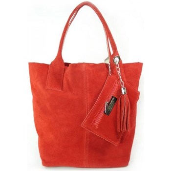 Bags Women Handbags Vera Pelle Zamsz XL A4 Shopper Bag Red