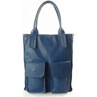 Bags Women Shopping Bags / Baskets Vera Pelle Xxl A4 Blu Jeans Blue