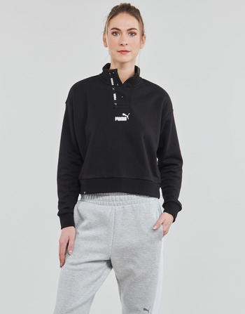 Clothing Women Sweaters Puma PUMA POWER TAPE HALF-PLACKET CREW TR Black