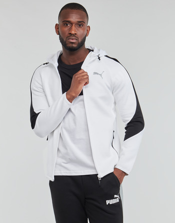 Clothing Men Sweaters Puma EVOSTRIPE FULL-ZIP HOODIE White / Black