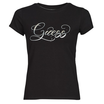 Clothing Women Short-sleeved t-shirts Guess SS GLITZY LOGO R4 Black