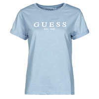 Clothing Women Short-sleeved t-shirts Guess ES SS GUESS 1981 ROLL CUFF TEE Blue