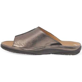 Gabor Idol Leather Wide Fit Womens Mules Silver