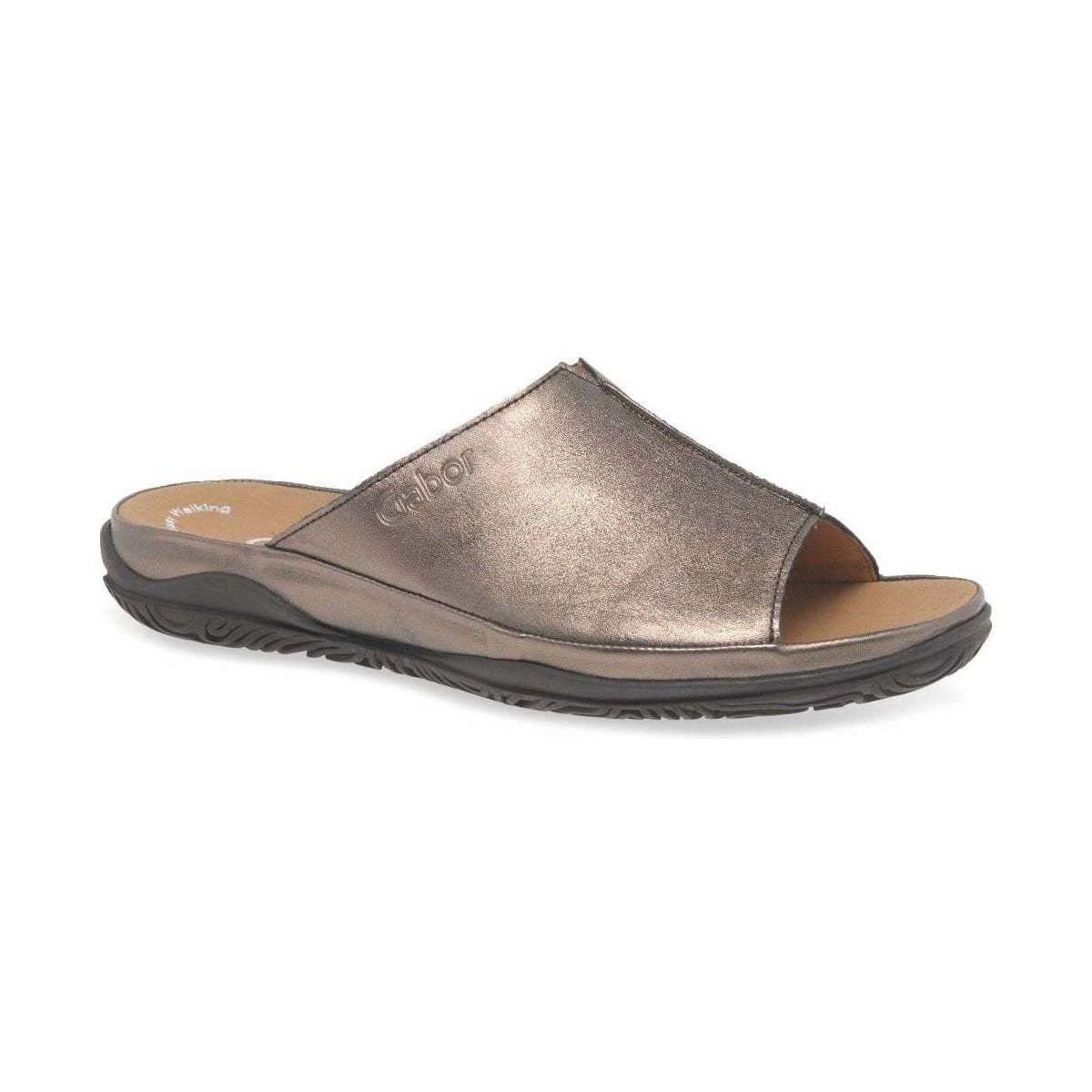 Shoes Women Sandals Gabor Idol Leather Wide Fit Womens Mules Silver