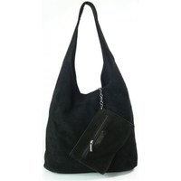 Bags Women Small shoulder bags Vera Pelle Zamsz Shopper Bag XL A4 Black