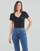 Clothing Women Short-sleeved t-shirts Calvin Klein Jeans MONOGRAM LOGO V-NECK TEE Black