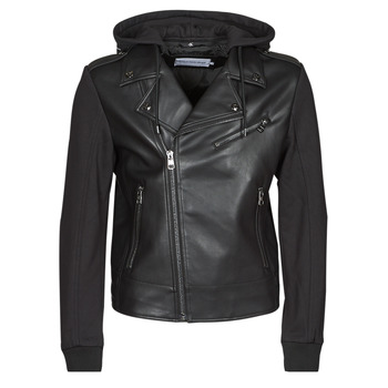 Clothing Men Leather jackets / Imitation leather Calvin Klein Jeans FAUX LEATHER JACKET Black
