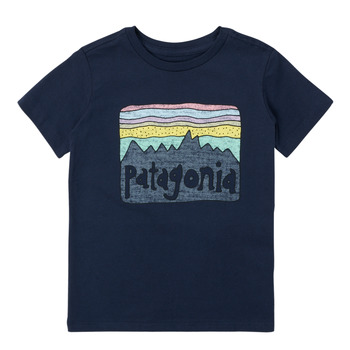 patagonia  baby fitz roy skies t-shirt  boys's children's t shirt in blue