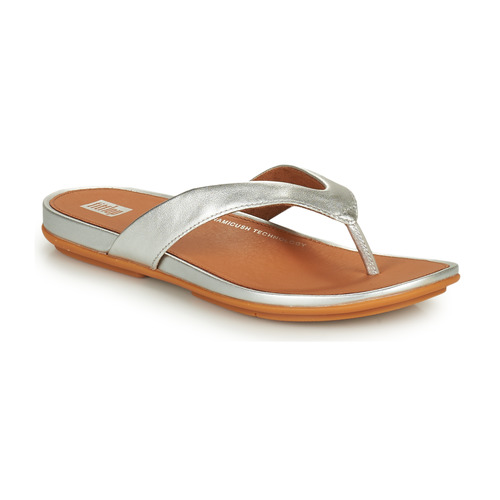 Shoes Women Mules FitFlop GRACIE LEATHER FLIP-FLOPS Silver