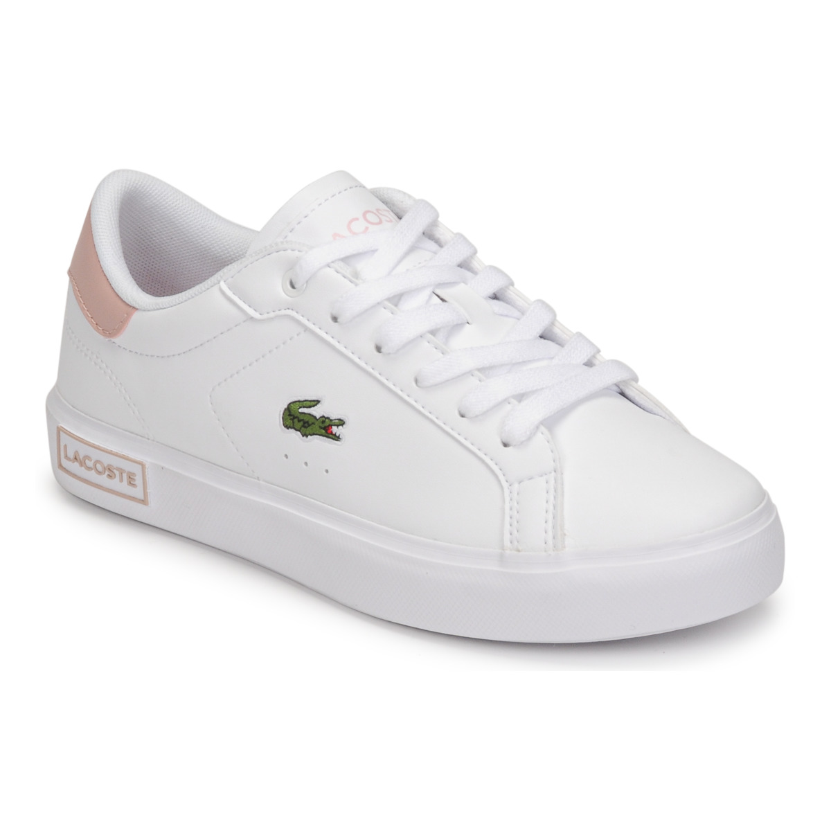 lacoste  powercourt  girls's children's shoes (trainers) in white
