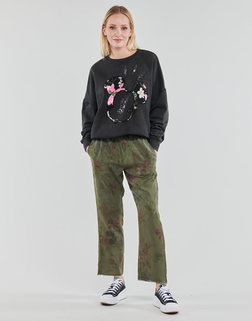 Clothing Women 5-pocket trousers Desigual PANT_MICKEY CAMO FLOWERS Kaki / Multicolour