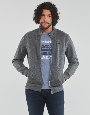 Clothing Men Sweaters Superdry VINTAGE LOGO EMB ZIP TRACK Dark / Charcoal