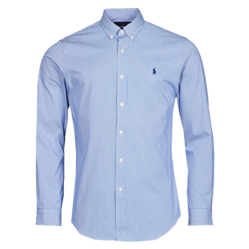 Clothing Men Long-sleeved shirts Polo Ralph Lauren ZSC11B Blue / White