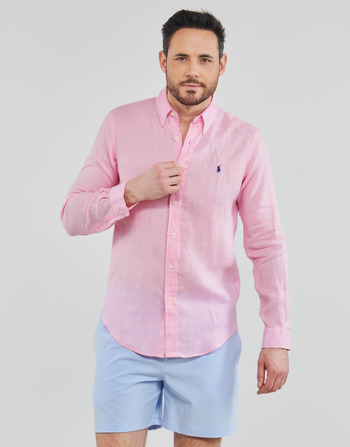 Clothing Men Long-sleeved shirts Polo Ralph Lauren Z221SC19 Pink / Carmel / Pink