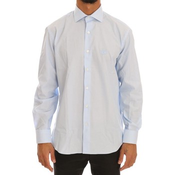 Clothing Men Long-sleeved shirts Roberto Cavalli Light  Cotton Slim Fit Dress Shirt Blue
