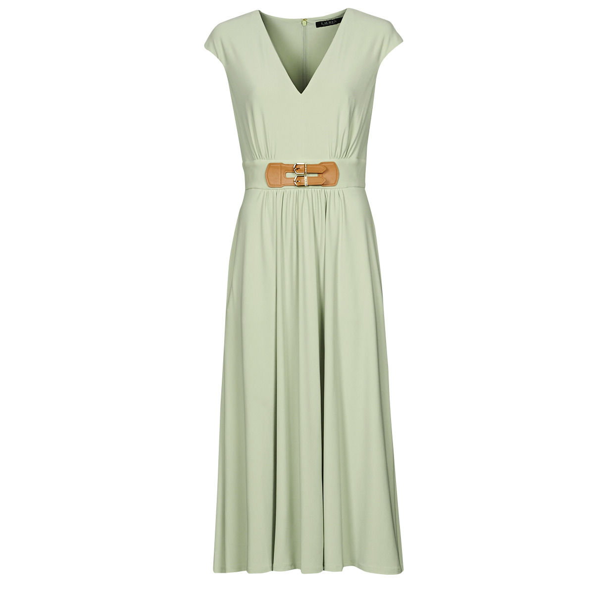 Clothing Women Long Dresses Lauren Ralph Lauren VATRIZIA-SHORT SLEEVE-DAY DRESS Green / Pale