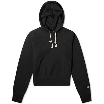 Clothing Women Sweaters Champion Reverse Weave Cropped Small Script Logo Hooded Sweatshirt Black