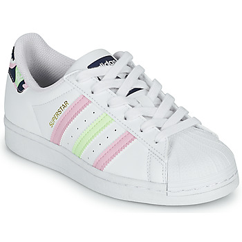Shoes Girl Low top trainers adidas Originals SUPERSTAR J White / Pink / Motif
