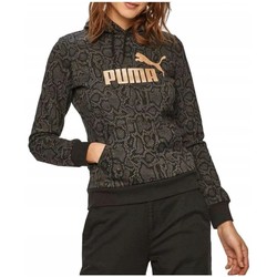 Clothing Women Sweaters Puma Ess Aop Hoodie Black, Brown