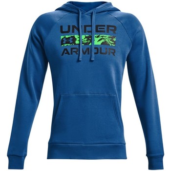 Clothing Men Sweaters Under Armour Rival Fleece Signature Hoodie Blue