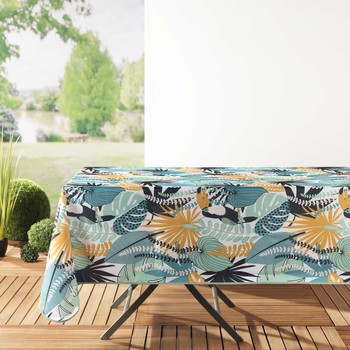 Home Tablecloth Douceur d intérieur NAPPE RECTANGLE 150 x 240 CM POLYESTER IMPRIME BRAZILIA MENTHE/B Multicolour