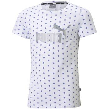 Clothing Girl Short-sleeved t-shirts Puma Ess Dotted Tee White, Violet