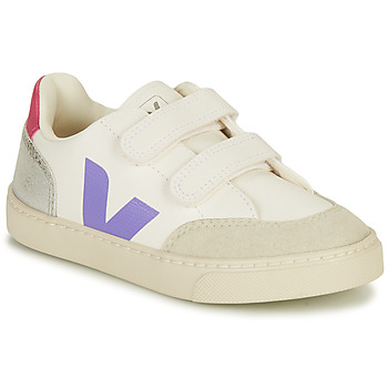 Shoes Girl Low top trainers Veja SMALL V-12 White / Parma