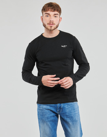 Clothing Men Long sleeved tee-shirts Pepe jeans ORIGINAL BASIC 2 LONG Black