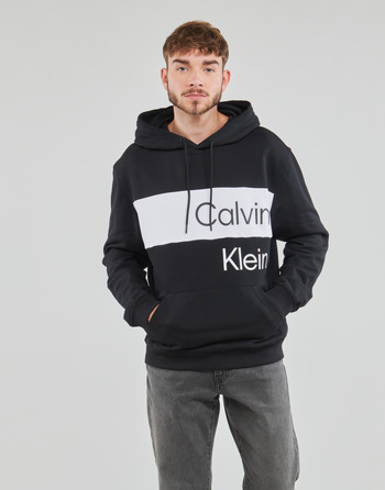 Clothing Men Sweaters Calvin Klein Jeans INSTITUTIONAL BLOCKING HOODIE Black / White