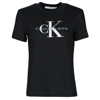 Clothing Women Short-sleeved t-shirts Calvin Klein Jeans CORE MONOGRAM REGULAR TEE Black