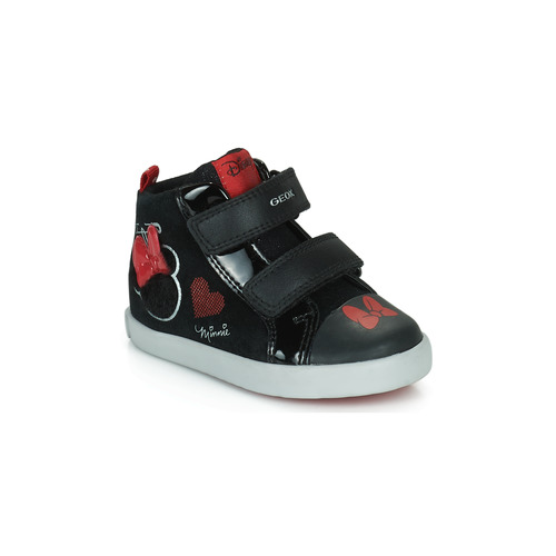 Shoes Girl Hi top trainers Geox B KILWI GIRL D Black / Red