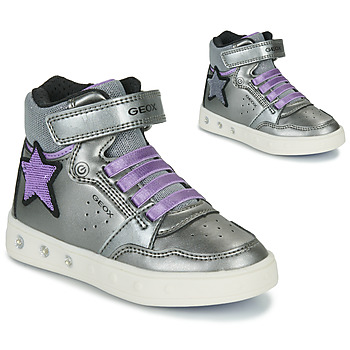 Shoes Girl Hi top trainers Geox J SKYLIN GIRL A Silver / Purple