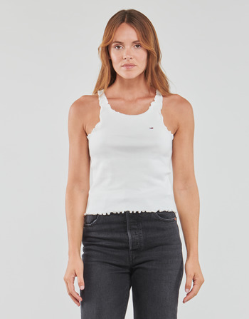 Clothing Women Tops / Blouses Tommy Jeans TJW SKINNY RIB BABYLOCK TANK White